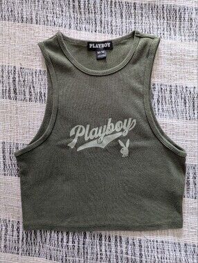 Playboy Olive Green Croped Tank Top